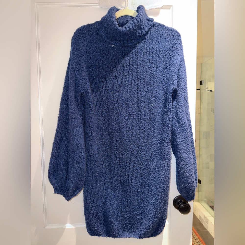 Tularosa Blue Lurex Sweater Dress - Size S